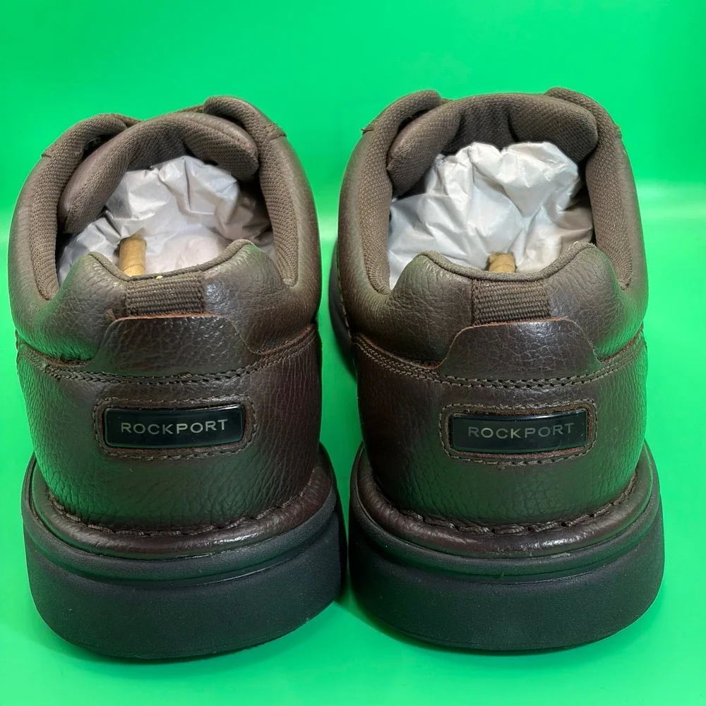 Rockport Oxford Shoes Mens 12 Brown Leather Derby Slip Resistant Memory Foam NEW